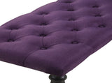 Leviton Fabric Tufted Turned Leg Dining Bench, Purple T2574P164617