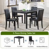 5 Piece Dining Table Set, Kitchen Table Set with a Square Table and 4 Upholstered Chairs, 78365253