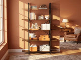 5-Tier 62 Inch Tall Vintage Industrial Bookcase with Open Storage Shelves Rustic Brown, 31.5" 11" 72744657