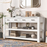 U_Style Stylish Entryway Console Table with 4 Drawers and 2 Shelves, Suitable for Entryways, Living N711P241286K