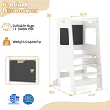 Multi-Use Toddler Kitchen Step Stool With Activity Chalkboard Adjustable Height & Rail - White 75639804