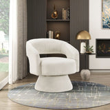 Modern Luxurious Swivel Accent Chair Beige Soft Corduroy Plush Seating Solid Wood Stylish Home B011P256230