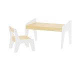 Kids Table Set with One Chair, Wooden Children Study Table, 2-8 Age Kids Funiture , WhiteNatural 21323294