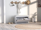 24.4" Flip-Drawer Shoe Storage Bench, Entryway Bench with Padded Seat Cushion & Shoe Cabinet, White 39969023