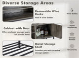 Rustic Brown Sideboard with 2 AC Outlets & 2 USB Ports, Charging Buffet Cabinet with Wine Rack- Gray 92583054