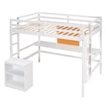 ZUN Twin size Loft Bed with Desk and Writing Board, Wooden Loft Bed with Desk & 2 Drawers Cabinet- White 69005243