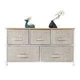 ZUN 2-Tier Wide Closet Dresser, Nursery Dresser Tower With 5 Easy Pull Fabric Drawers And Metal Frame, 83038554