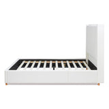 Miramar Queen Cushion-Back Headboard Platform Bed Frame, Antique White Polyester B2719P238241