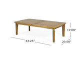 Outdoor Acacia Wood Rectangular Patio Coffee Table, Sturdy Slatted Side Table for Porch, Garden, 70336.00