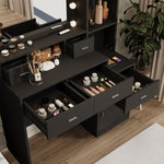 ZUN The black vanity with a mirror is equipped with a hair dryer rack, and the dressing tables in the W1320P186707