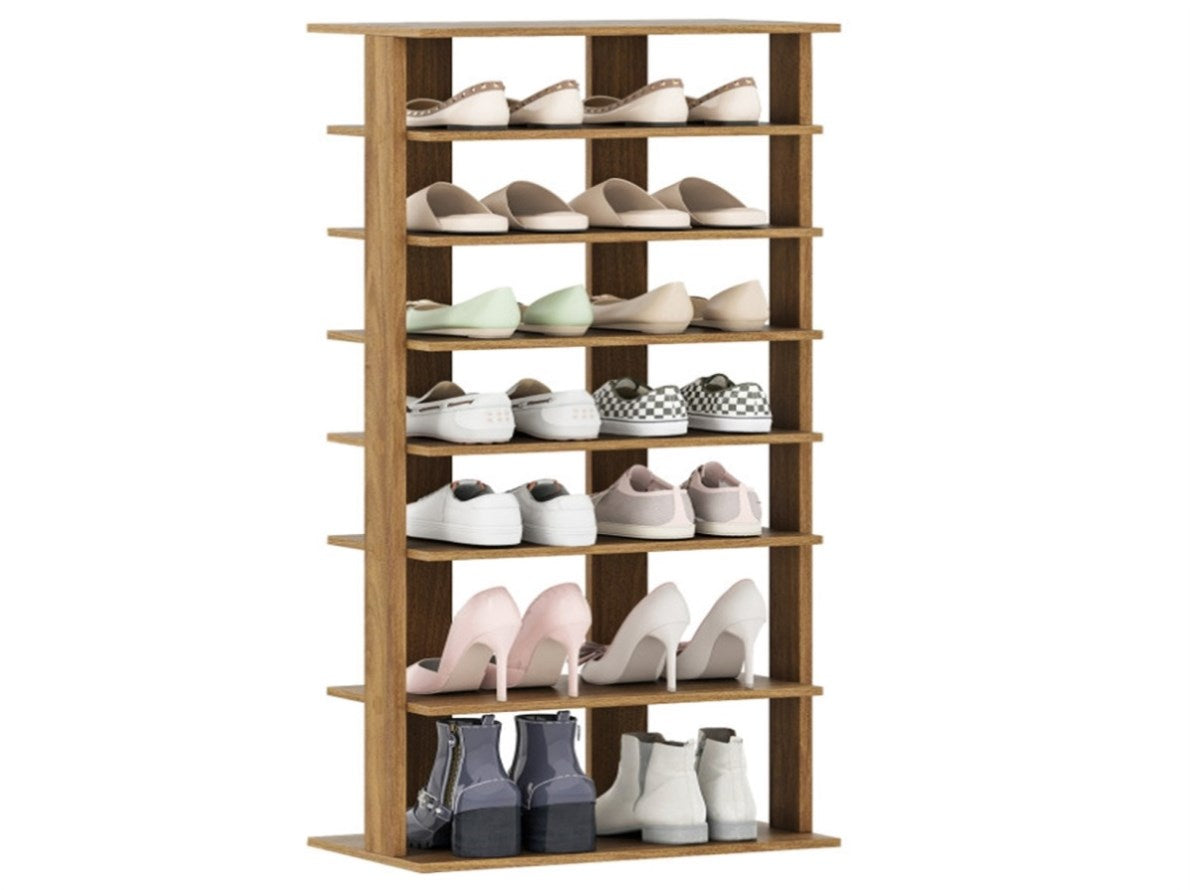 7-Tier Double-Row Shoe Rack with Adjustable Shelves, Anti-Tipping Narr ...