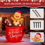 6.5FT Lighted Christmas Inflatable Decoration, Inflatable Gingerbread Man in Cup, Funny Blow Up Yard 05695621