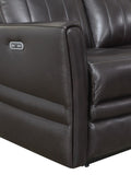 Luxury Power Reclining Sofa Recliner in Dark Brown Top-Grain Leather - Ultimate Comfort with Power B081107753
