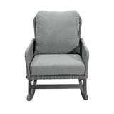 Contemporary Minimalist Gray Wicker Rocking Chair with Soft Polyester Cushions and Durable Wooden N767P229004G