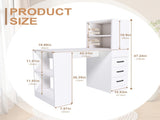 White Computer Desk with 4-in-1 Socket, the Desk with 3 Slide Drawers and 4 Storage Levels, the 85169716