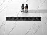 28 Inch Linear Shower Drain with Removable Square Patterned Grate, 304 Stainless Steel with Hair 17007770