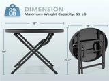 Outdoor Folding End Table with Tempered Glass Top, Black 92021317