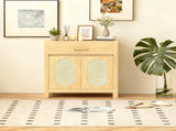 Cat Litter Box Enclosure, Hidden Cat Litter Box Furniture with Scratching Board Doors and Storage 01636746