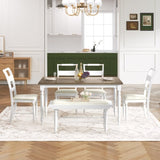 ZUN 6-peice Dining Set with Turned Legs, Kitchen Table Set with Upholstered Dining Chairs and 67870408