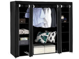 69 Inch Black Portable Clothes Closet, Non-Woven Fabric Storage Wardrobe with 12 Shelves & Hanging 69924600