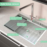 ZUN Stainless Steel 30 in 2-Hole Single Bowl Drop-In Workstation Kitchen Sink with Bottom Grid and JYSCS3022BN