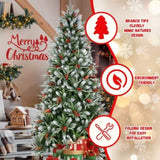 Artificial 5ft Green Christmas Tree with 1113PE/PVC Mixed Branch Tips,Red fruit and Pine cone,Hinged 08755852
