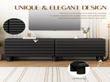 Stylish Thick Wavy Door TV Cabinet with Adjustable Shelves, Cream Style TV Stand with 4 Cabinets for N721P350797B