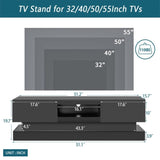 ZUN 51.18inch Black morden TV Stand with LED Lights,high glossy front TV Cabinet,can be assembled in 85296234