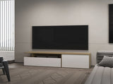 FM FURNITURE Dilkon TV Stand with Drop-Down Door. Hinged Door. Open Shelves.Cable Management. B128P283289