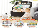 Dark Brown Multifunctional Kids Storage Cabinet with Large Capacity Toy Box and Display Shelf, Safe 88739815