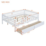 Full Size Daybed Wood Bed with Two Drawers , White WF301868AAK