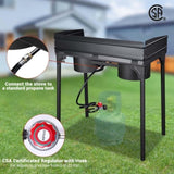 ZUN Double Burner Stove 150,000 BTU/hr, Heavy Duty Outdoor Dual Propane with Windscreen and Detachable 15902958