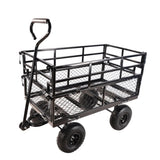 ZUN (Black double fence utility cart) Wagon Cart Garden cart trucks make it easier to transport firewood W22784159