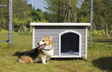 Medium Wooden Outdoor Dog House, Waterproof Roof, Elevated Floor, Adjustable Plastic Feet, Grey W142763829