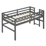 ZUN Wood Twin Size Loft Bed with Side Ladder, Antique Grey WF312787AAE