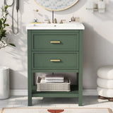 24'' Vanity with Top Sink, Modern Storage Cabinet with 2 Drawers, Single Sink N710P191968F