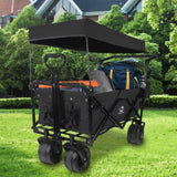 Foldable Wagon with Removable Canopy & Cooler Bag - Heavy Duty Collapsible Wagon Utility Cart with 81596232
