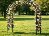 Freestanding Metal Trellis Arch Multi-Size Adjustable Modular Pipe Design, Black Iron Frame 81140727