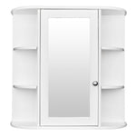 ZUN 3-tier Single Door Mirror Indoor Bathroom Wall Mounted Cabinet Shelf White 48311781