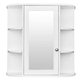 ZUN 3-tier Single Door Mirror Indoor Bathroom Wall Mounted Cabinet Shelf White 48311781