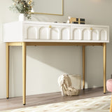 Modern metal leg double drawer dressing table, combining high-quality wood and metal, simple style, W2565P248233