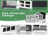 Wooden Rabbit Hutch Outdoor Chicken Coop Indoor Bunny Cage with Run, Guinea Pig House Pet House with 92638093