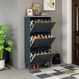 3 Metal Door Shoe Rack, Freestanding Modern Shoe Storage Cabinet, Metal rattan, for Entryway W68849315