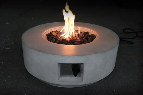 ZUN 11" H x 30" W Fiber Reinforced Concrete Propane/Natural Gas Outdoor Fire Pit Table with Lid B120141817