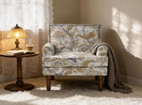 Accent Chair, Floral Armchair, Nailhead Trim, Gold and Grey Decor, Solid Wood Legs, Farmhouse W5568P445701