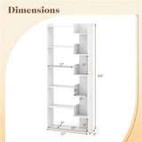 White 6-Tier Bookshelf Wooden Bookcase 82281468