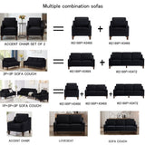 Modern 3 Person seat Sofa Couch with Scooped Armrest/Wood legs,Upholstered Velvet 3-seat Sofa with W2186P143472
