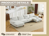 U-Shaped Convertible Sectional Sofa with 2 Chaise Lounges, 4-Seater Modular Couch with Removable & 93592549