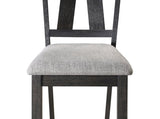 Cottage Style Dining Side Chair 2pc Set Upholstered Seat Wheat Charcoal Finish Dining Room Wooden B011P290536