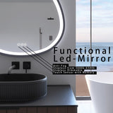 ZUN 32 x 32 in. Gunmetal Grey Framed Dimmable Anti-Fog LED Bathroom Vanity Mirror 39129063